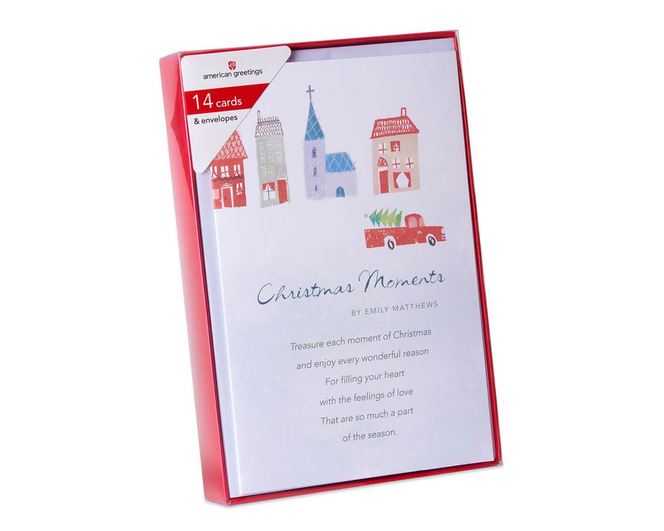 Deluxe Emily Matthews: Truck and Town Christmas Boxed Cards and White Envelopes, 14-Count