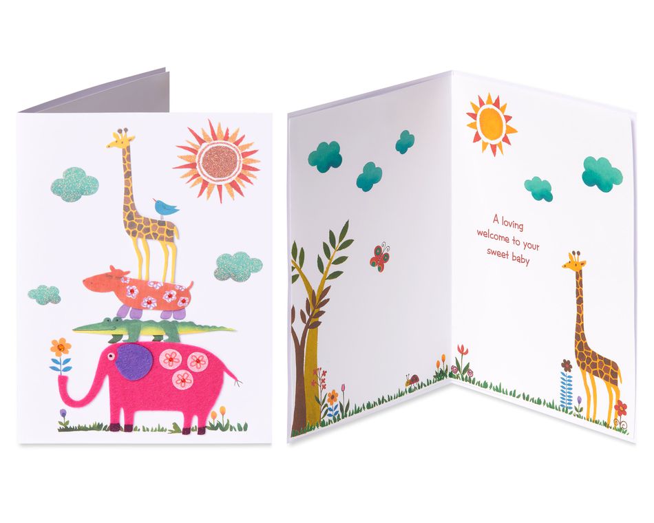Animals Baby Shower Greeting Card Bundle, 2-Count