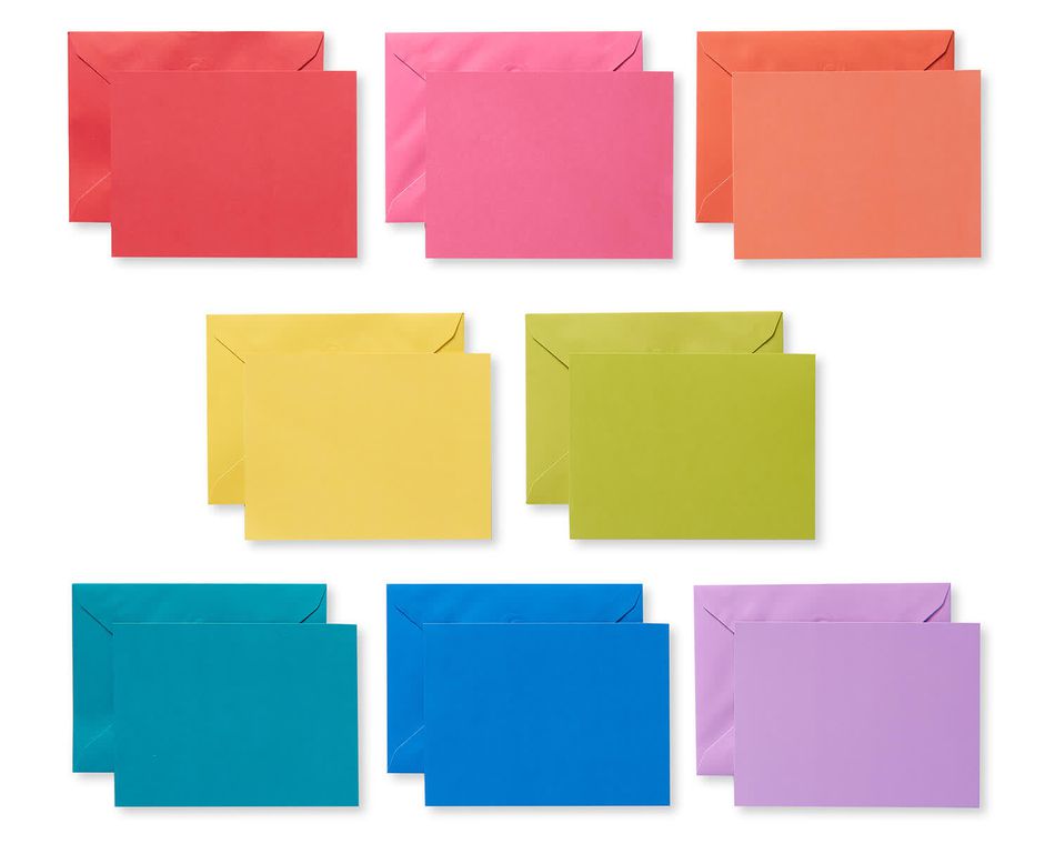 Rainbow Blank Single Panel Cards and Colored Envelopes, 200-Count