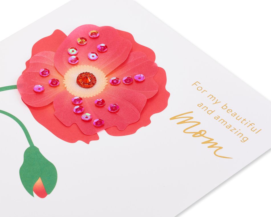 Red Poppy Birthday reeting Card for Mom 
