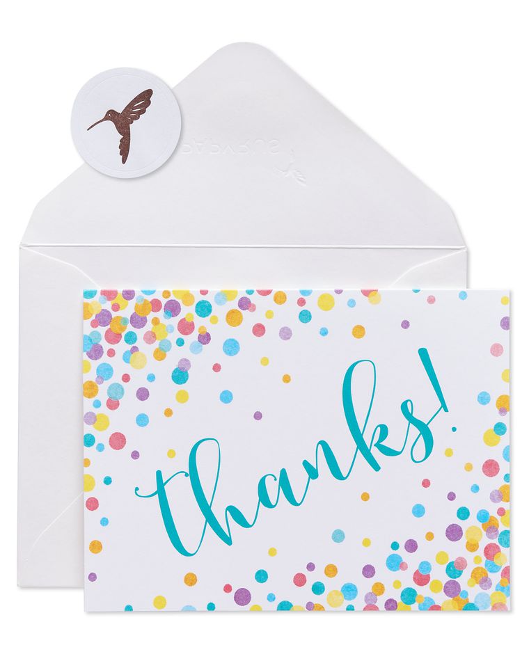 Confetti Thank You Boxed Blank Note Cards with Envelopes, 16-Count