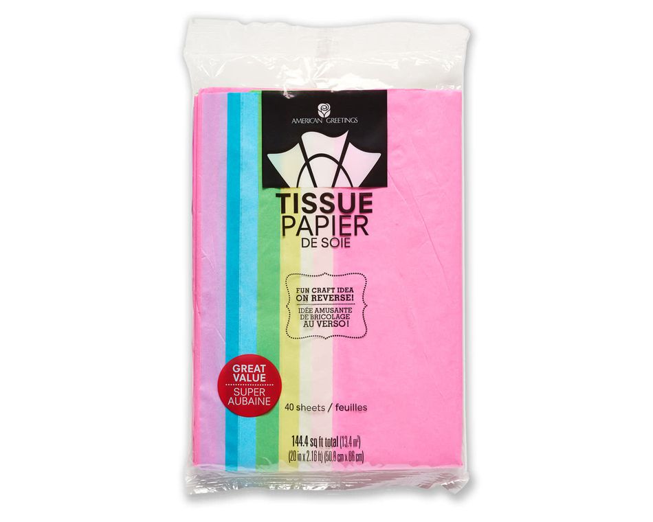 pastel multi-colored tissue paper 40 sheets