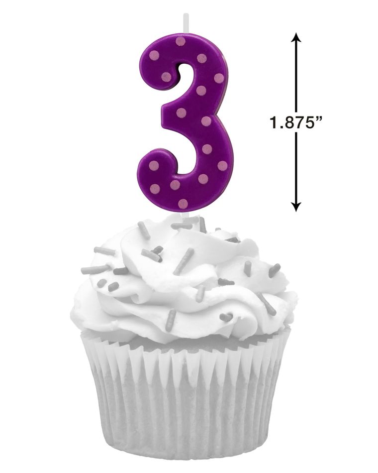 Purple Polka Dots Number Birthday Candles Pack, 10-Count
