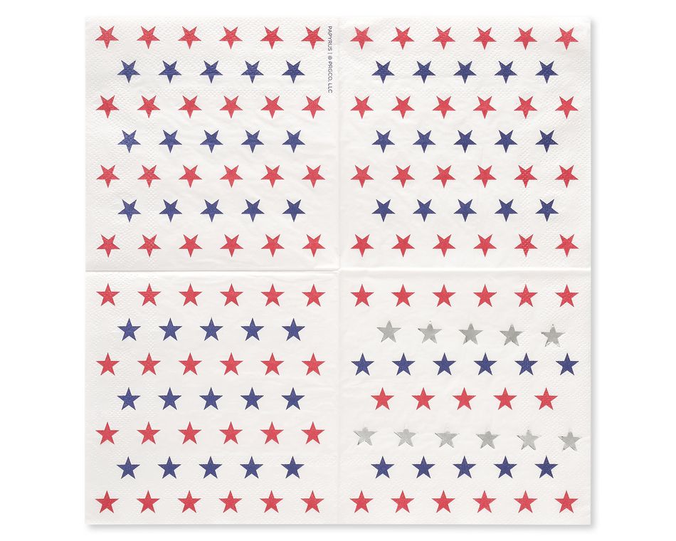 Red, White and Blue Father's Day Party Supplies, Beverage Napkins, 20-Count
