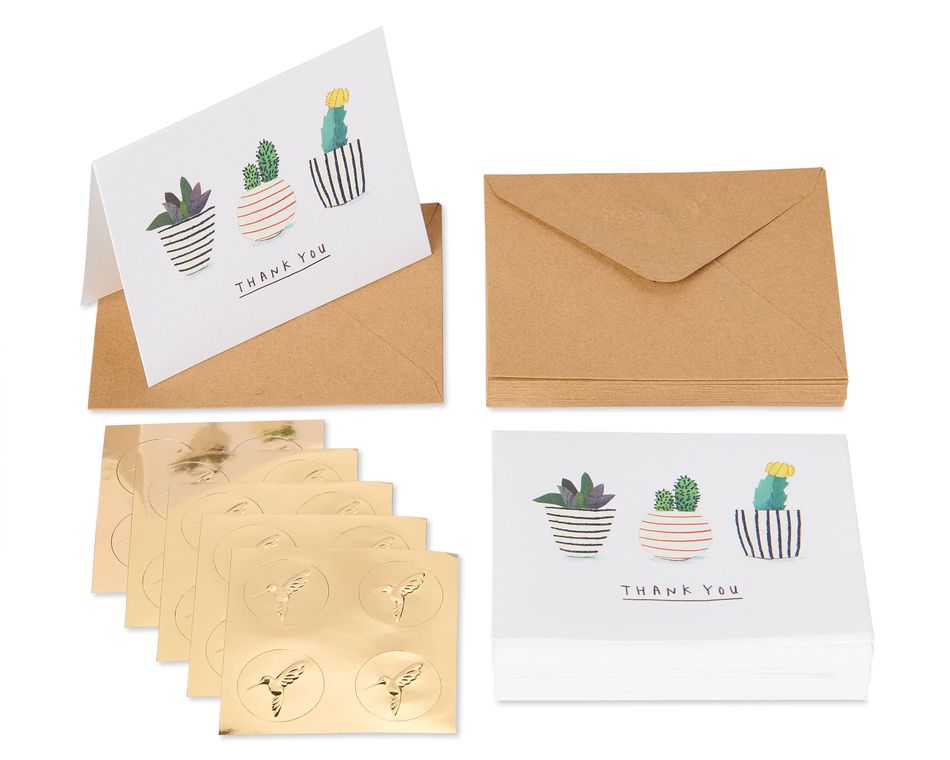Succulents Boxed Thank You Cards and Envelopes, 20-Count