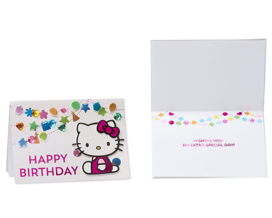 Hello Kitty Birthday Greeting Card Bundle, 4-Count