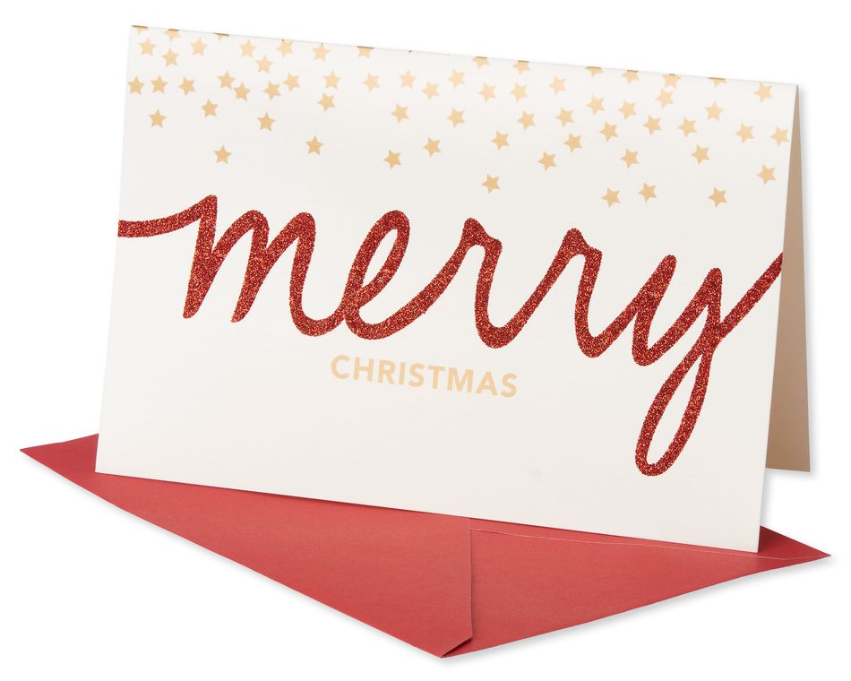 Merry Christmas with Stars Christmas Boxed Cards, 14 Count