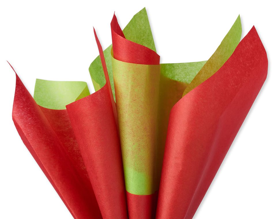 Red and Lime Green Tissue Paper, 8 Sheets