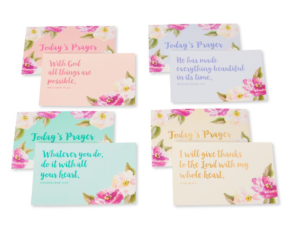 Eccolo Christian Collection Prayer Cards Mint Floral, 36-Count