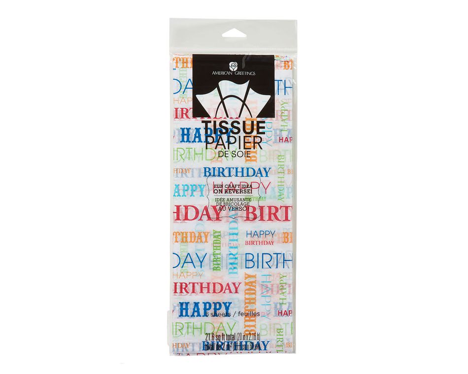 happy birthday lettering tissue paper 6 sheets