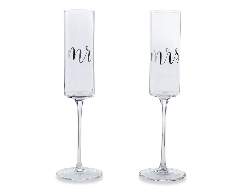 Mr & Mrs Champagne Flutes / Wedding Champagne Glasses / Set of 2