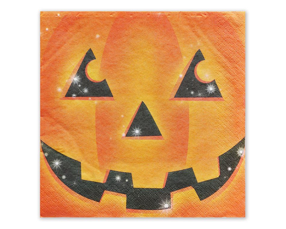 Smiling Pumpkin Lunch Napkins, 16 Count