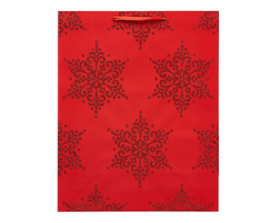 large red snowflakes christmas gift bag