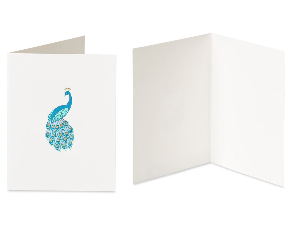 Heart and Peacock Blank Greeting Card Bundle, 2-Count