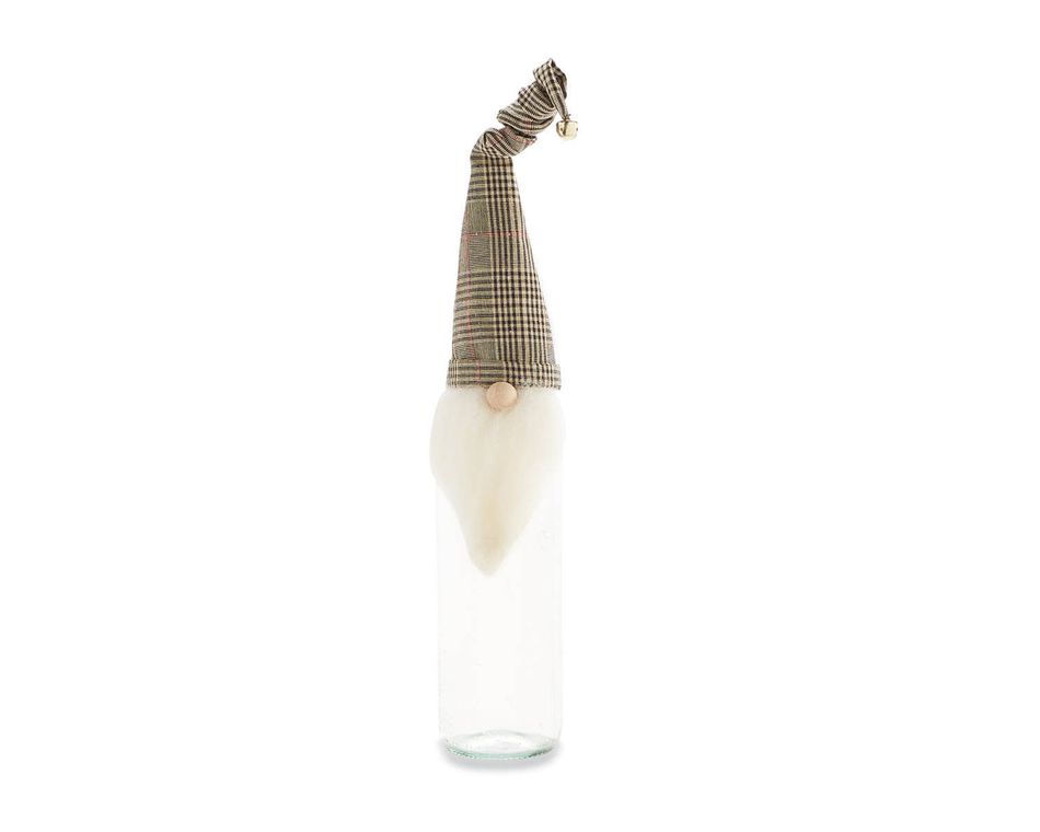 Mud Pie Houndstooth Gnome Wine Topper