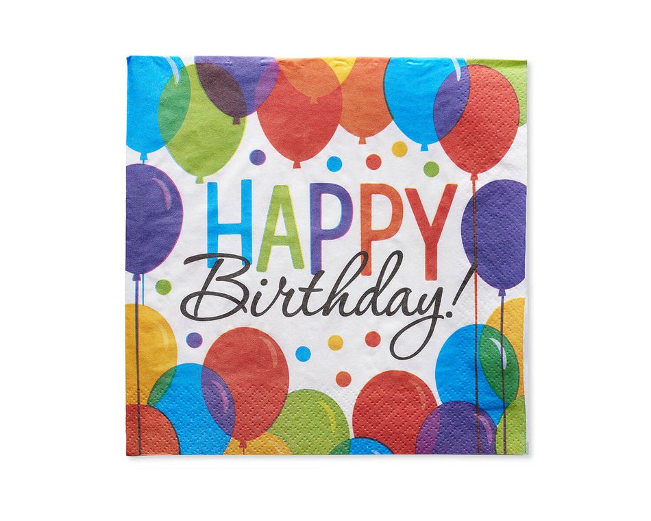 Happy Birthday Balloon Lunch Napkins, 125-Count