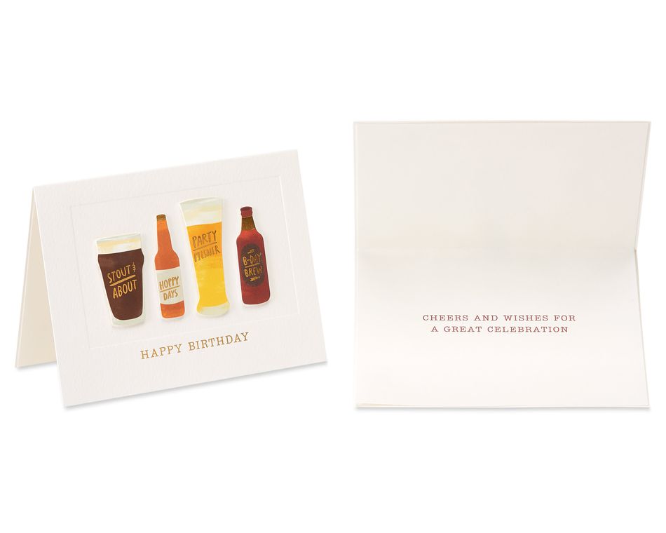 Hawaiian Shirt and Craft Beer Birthday Greeting Card Bundle for Him, 2-Count
