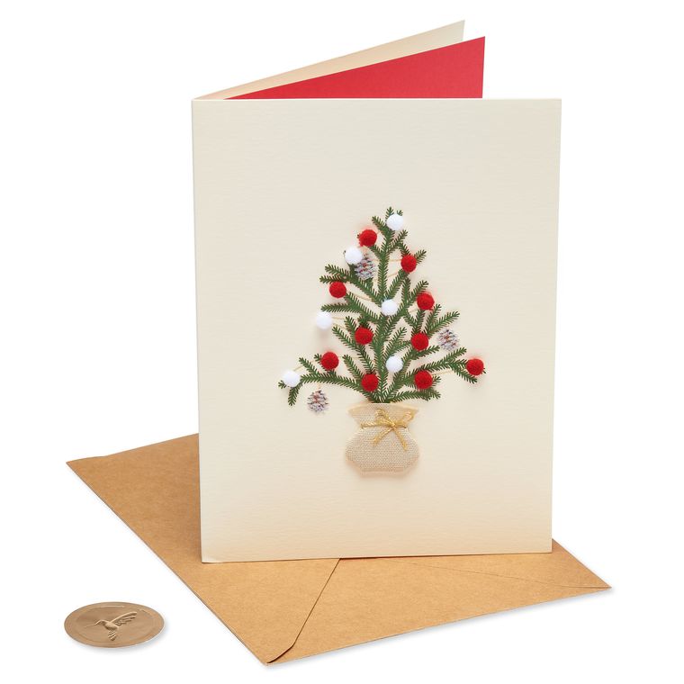 Pom Pom Tree Christmas Greeting Card