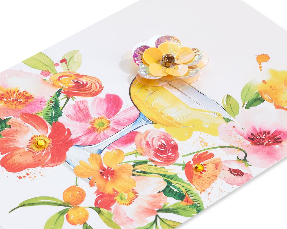 Floral Cocktail Birthday Greeting Card 
