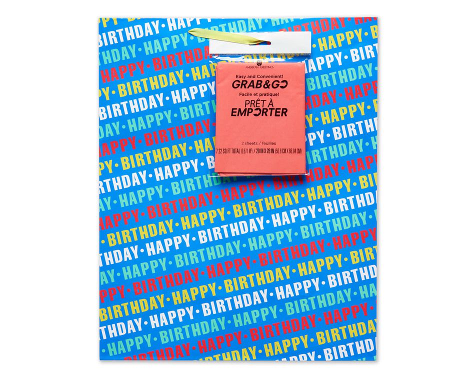 large happy birthday on blue grab-&-go gift bag