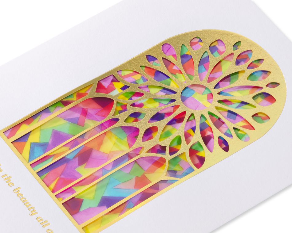 God Shines In You Religious Stained Glass Birthday Greeting Card - Illustrated by Sandra K Pena