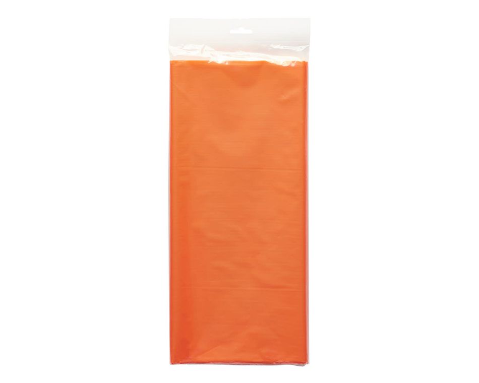 orange plastic table cover 54 in. x 108 in.