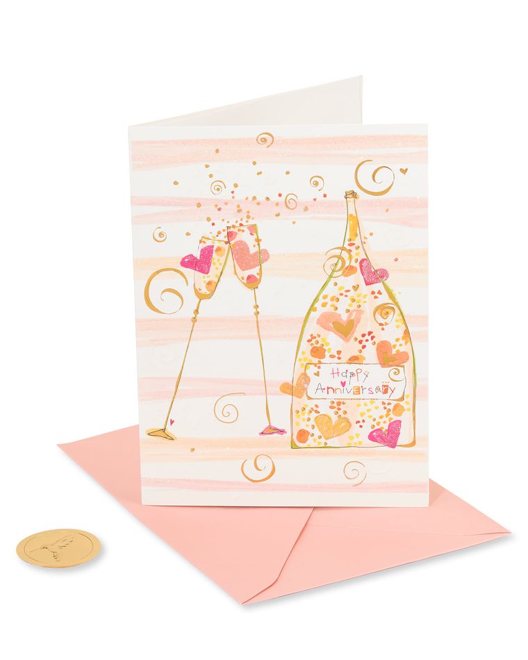 Champagne and Flutes Anniversary Greeting Card for Couple 