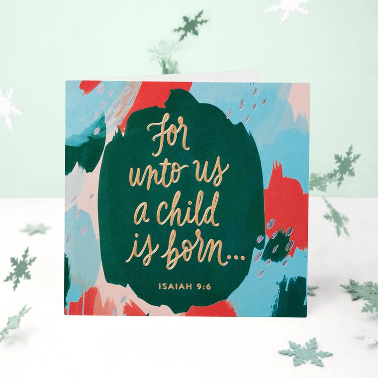 A Child is Born Religious Christmas Card