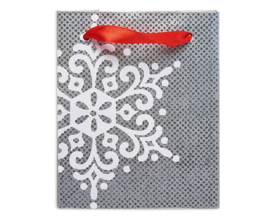 White Snowflakes, Christmas Shopping Bags