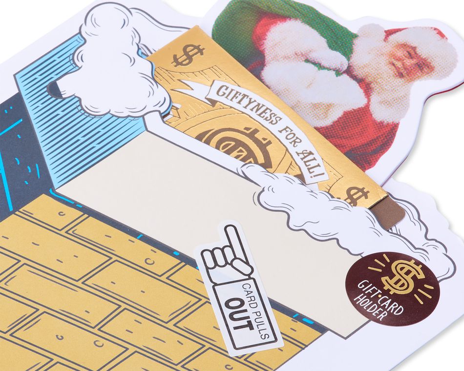 Santa Down a Chimney Christmas Greeting Card