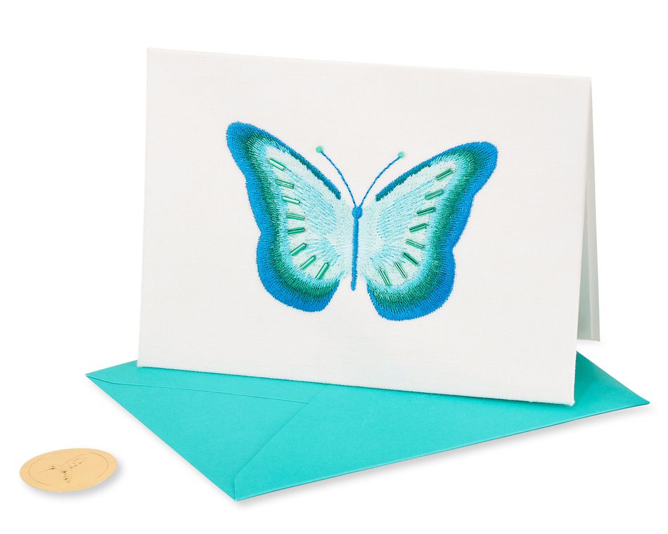 Embroidered Butterfly Birthday Greeting Card 