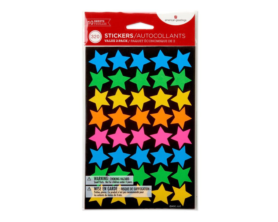 Neon Smiles and Stars Stickers, 320-Count