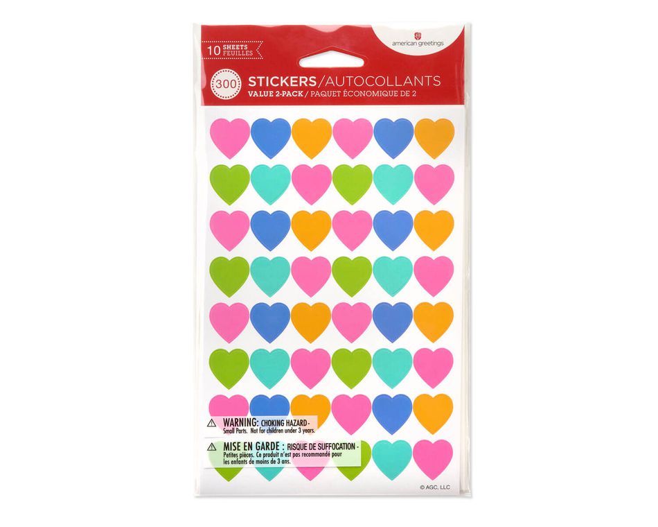 Rainbow Hearts Stickers 300-Count