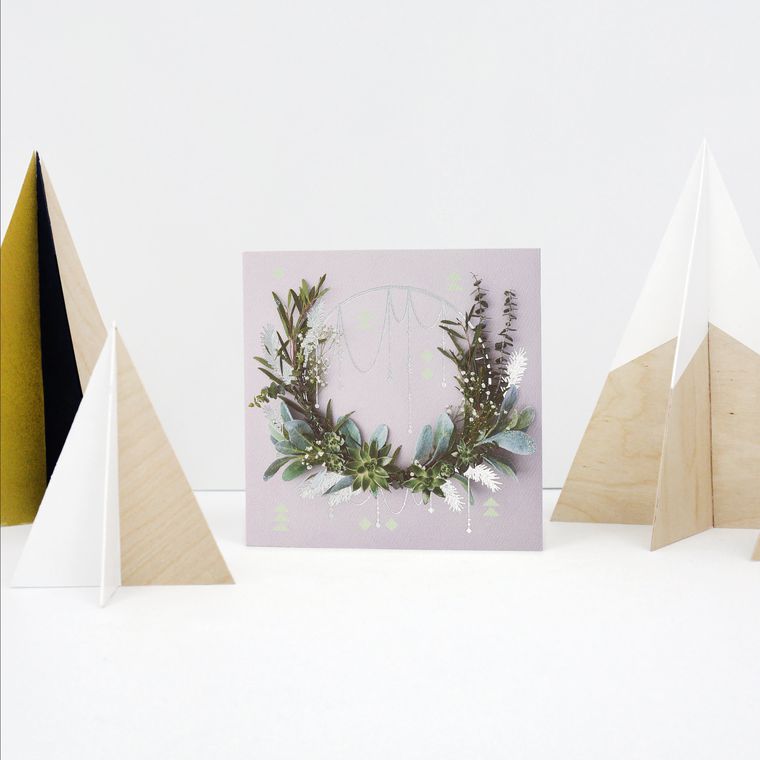 Wreath Greeting Card - Christmas, Happy Holidays, Happy New Year