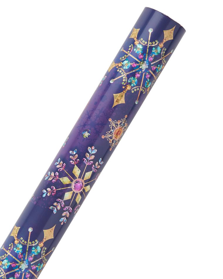 Papyrus Holiday Wrapping Paper, Jewel Tone Snowflakes, 1-Roll