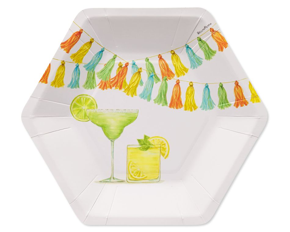 Cocktails & Tassels Paper Dessert Plates - Designed by Bella Pilar, 8-Count