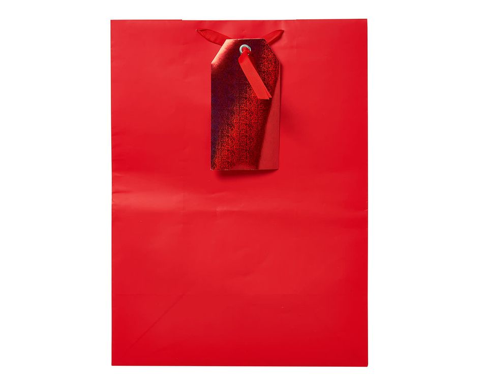 small red with gift tag gift bag
