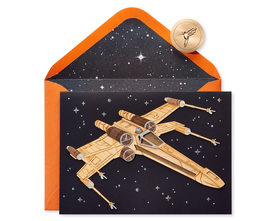 Wood X Wing Fighter Star Wars Birthday Greeting Card 