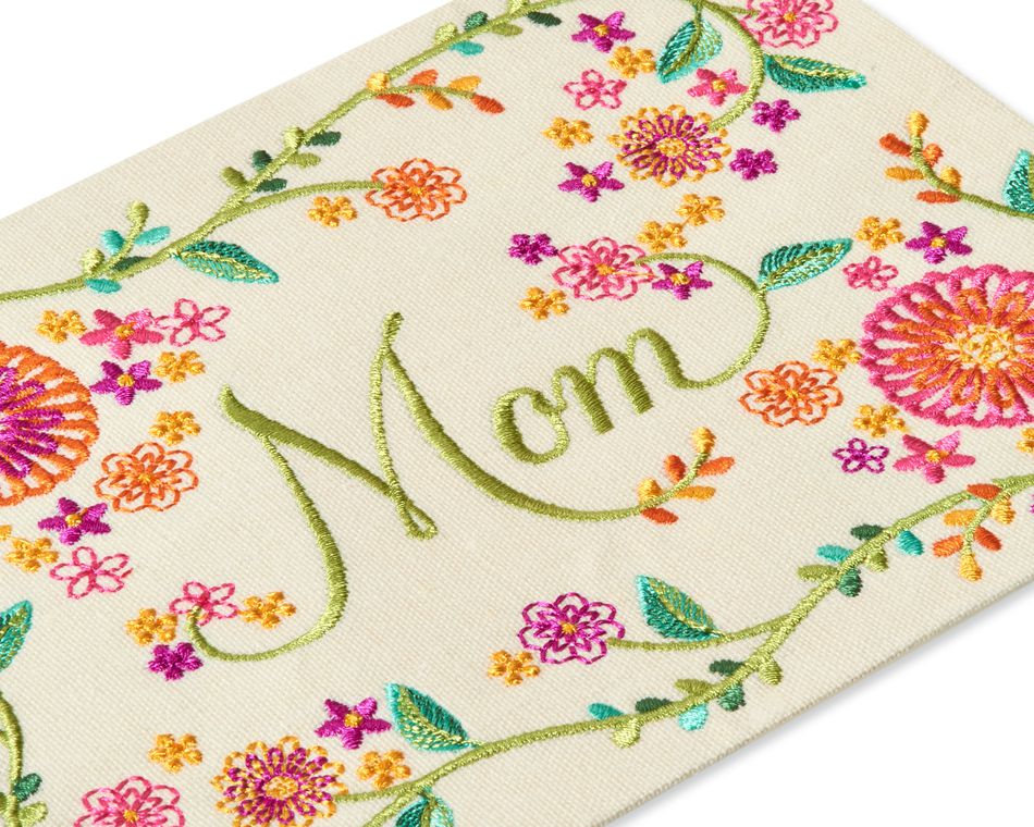 Embroidered with Flowers Birthday Greeting Card for Mom
