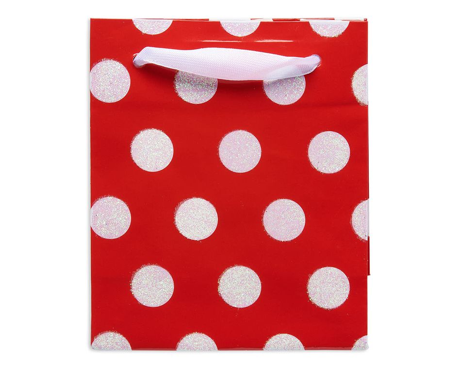 mini white polka dots christmas gift bag