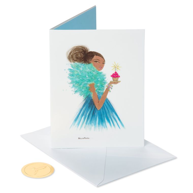 Girl Holding Cupcake Birthday Greeting Card