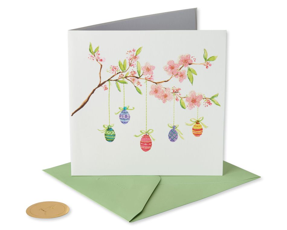 Eggs Hanging From Branches Easter Greeting Card