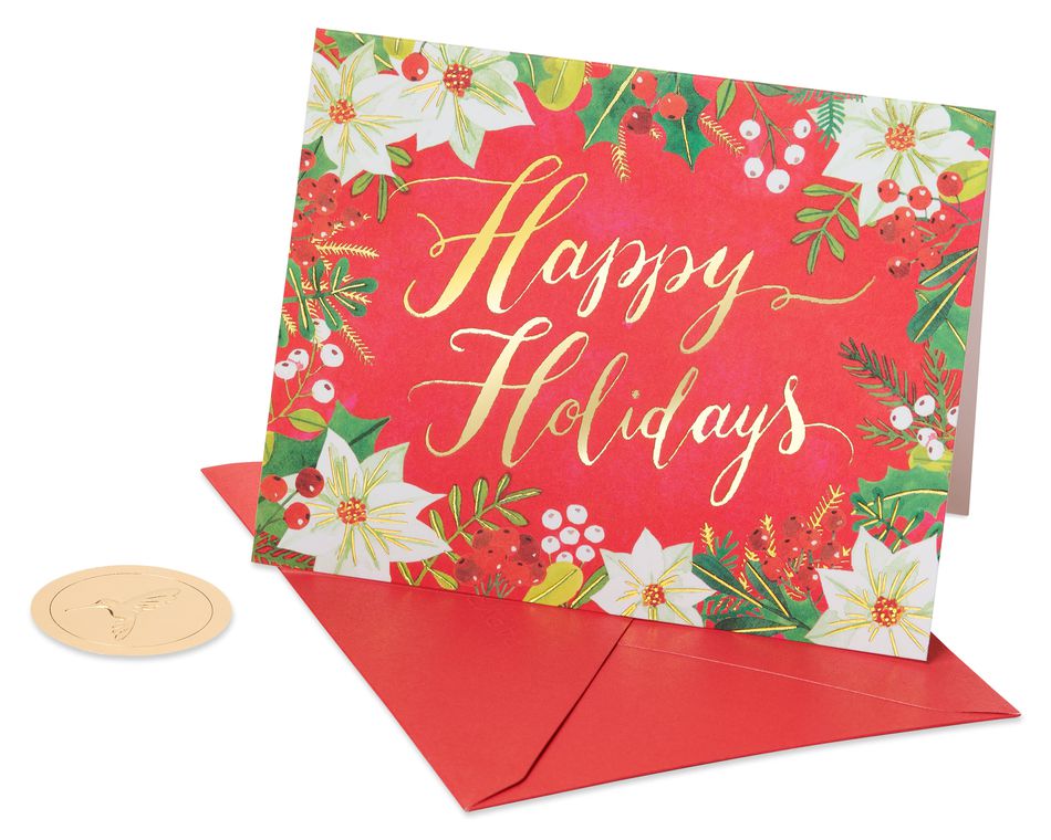 Happy Holidays Glitter Holiday Boxed Cards, 20-Count