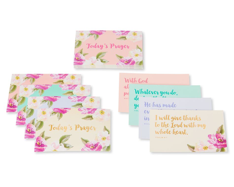 Eccolo Christian Collection Prayer Cards Mint Floral, 36-Count