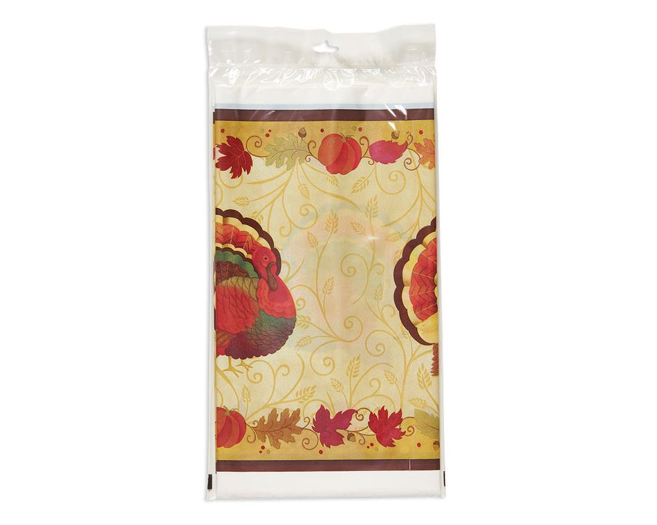 thanksgiving holiday plastic table cover, 54 in. x 102 in.