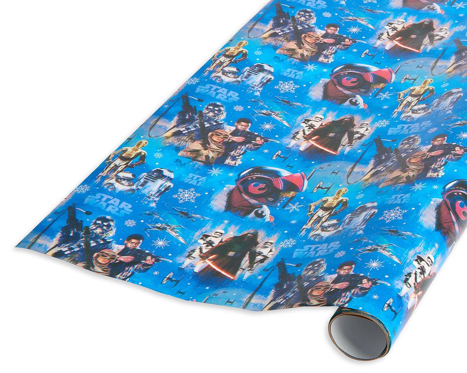Details about   Disney Star Wars Cartoon Blue Christmas Wrapping Paper 20 Sq Ft Grid Back 