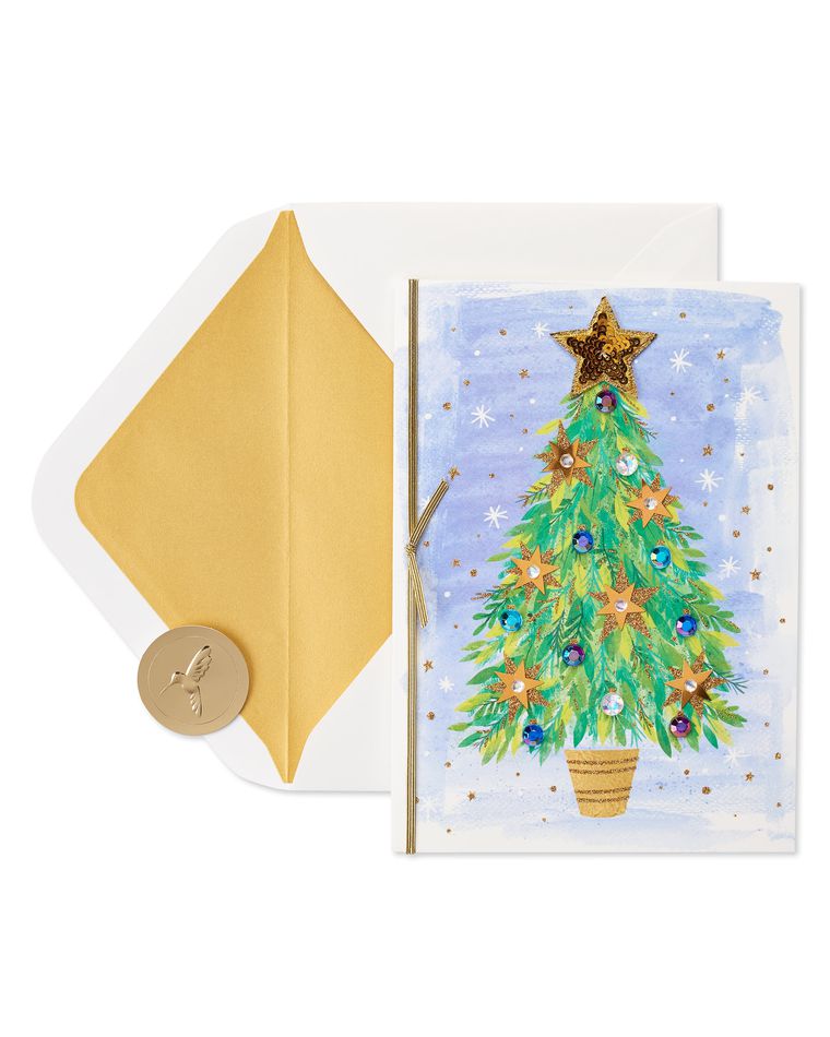 Brushstroke Christmas Tree Christmas Greeting Card