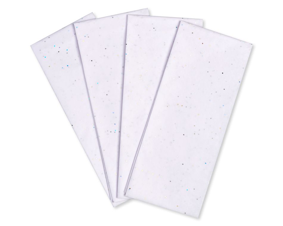 White with Blue Polka Dots Tissue Paper, 4-Sheets