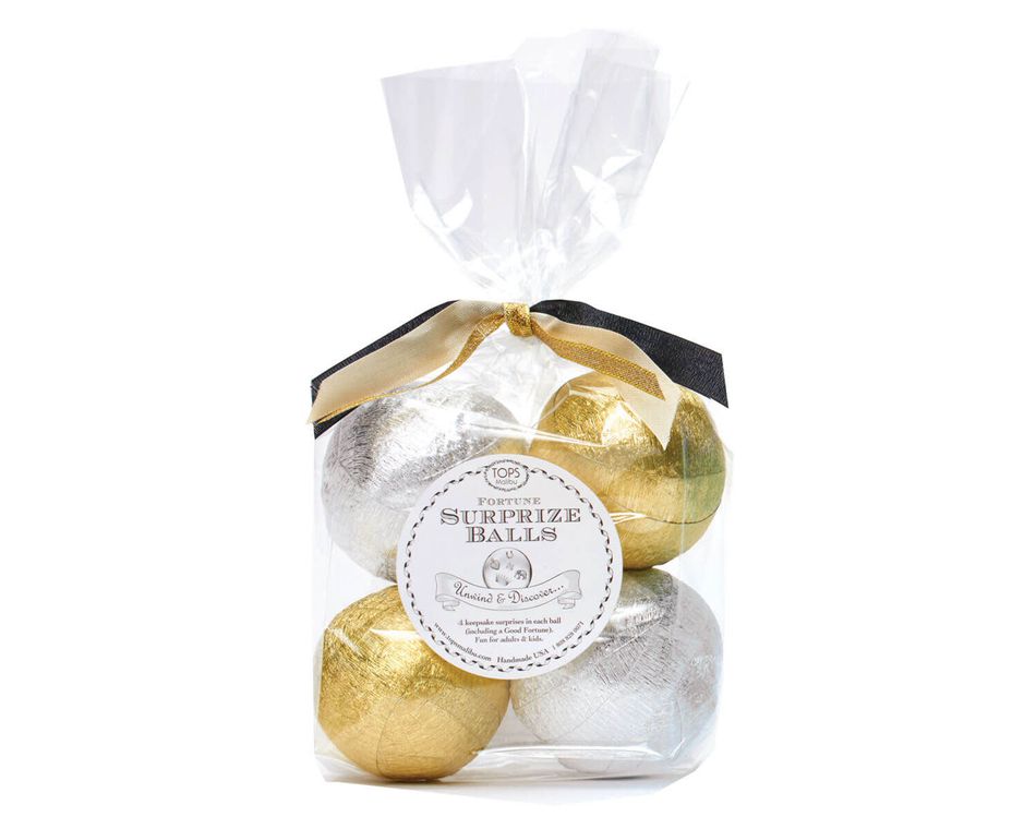 Mini Silver and Gold Fortune Surprize Ball, 4-Count