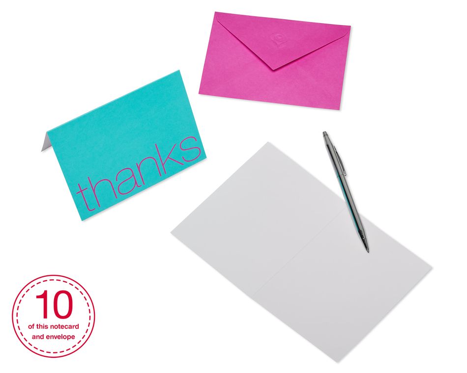 Bold Multicolored Thank You Cards and Multicolored Envelopes, 50-Count